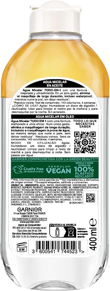 71WZvzjlesL._AC_SX425_ Agua Micelar en Aceite Garnier 400ml - Imagen 2